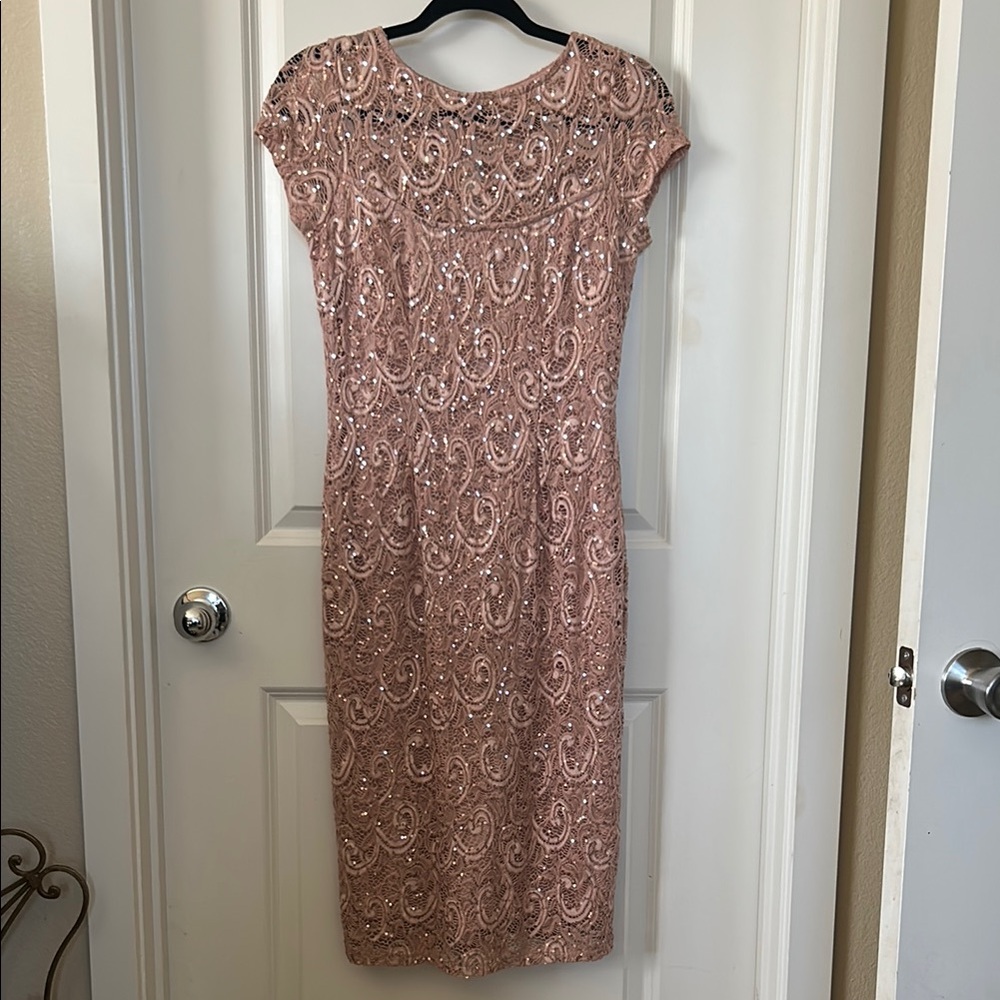 Elegant dusty rose sparkly Dress size 6 bridesmaid dress wedding midi dress